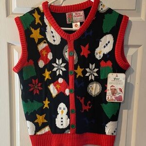 Festive Christmas Sweater Vest Size Small with Snowman and Star Pattern NWT